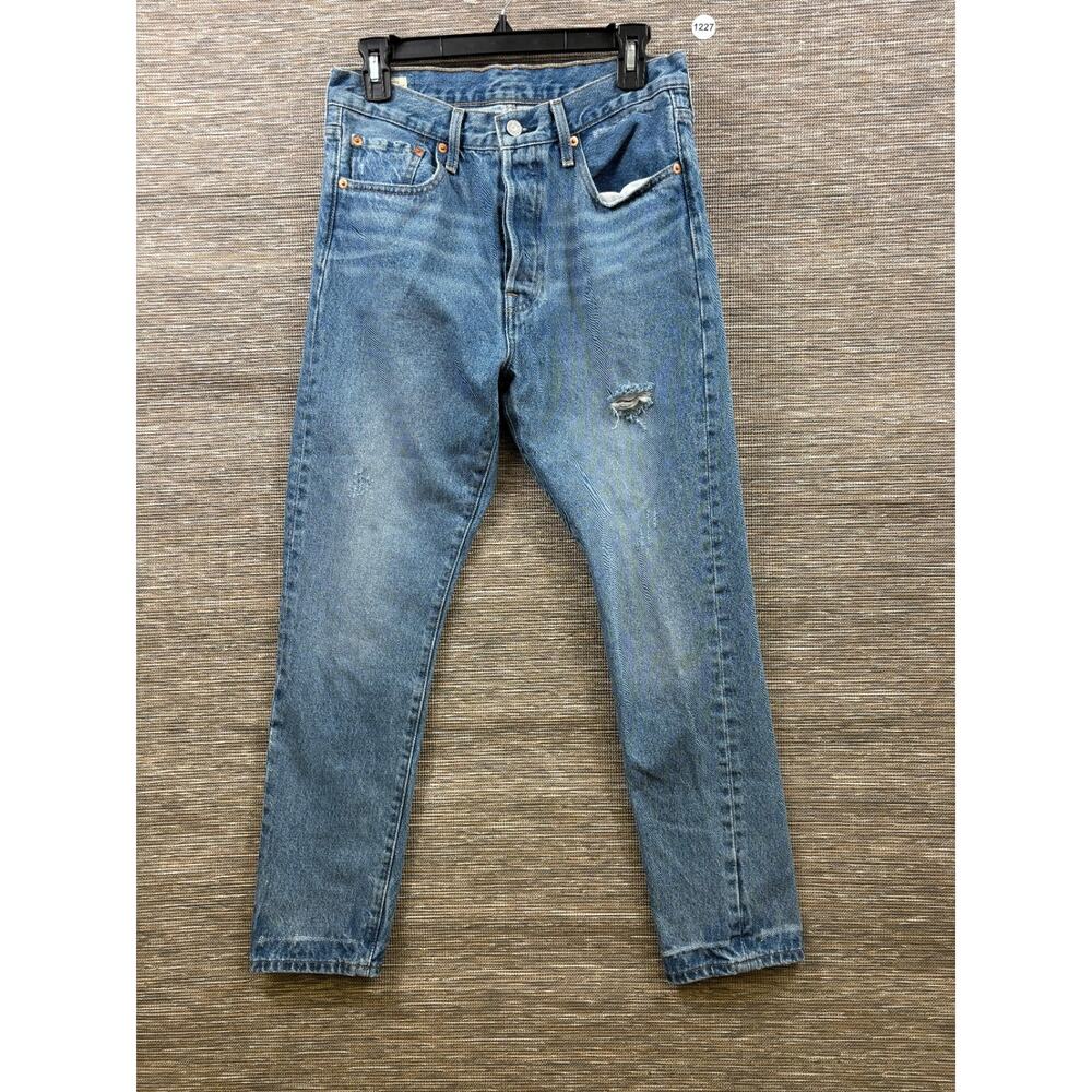 Levi's Jeans Women's 29 Premium 501 S Skinny Blue Denim Button Fly Distressed